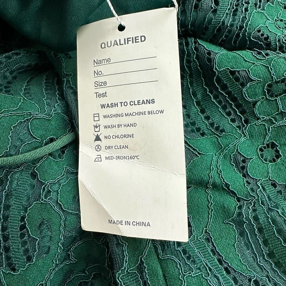 Aooksmery Women's Size M Lace Mini Dress‎ Emerald Green Tie Back New - Picture 10 of 15